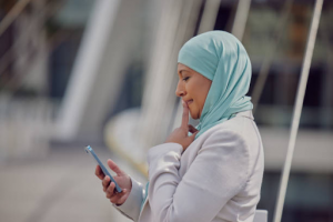 woman watching at the phone